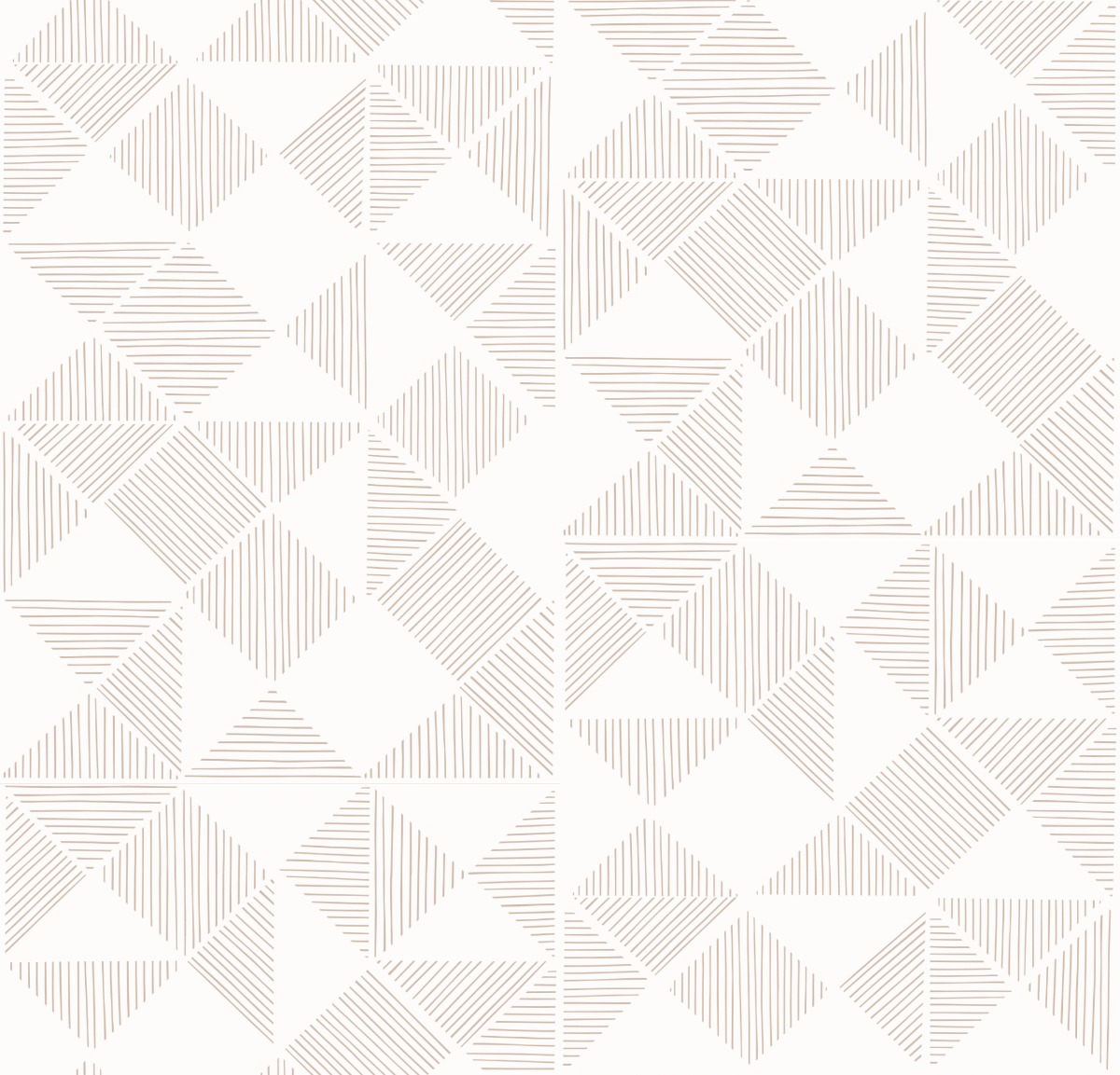 white wallpaper with beige geometric line pattern of triangles and squares in a repeating design
