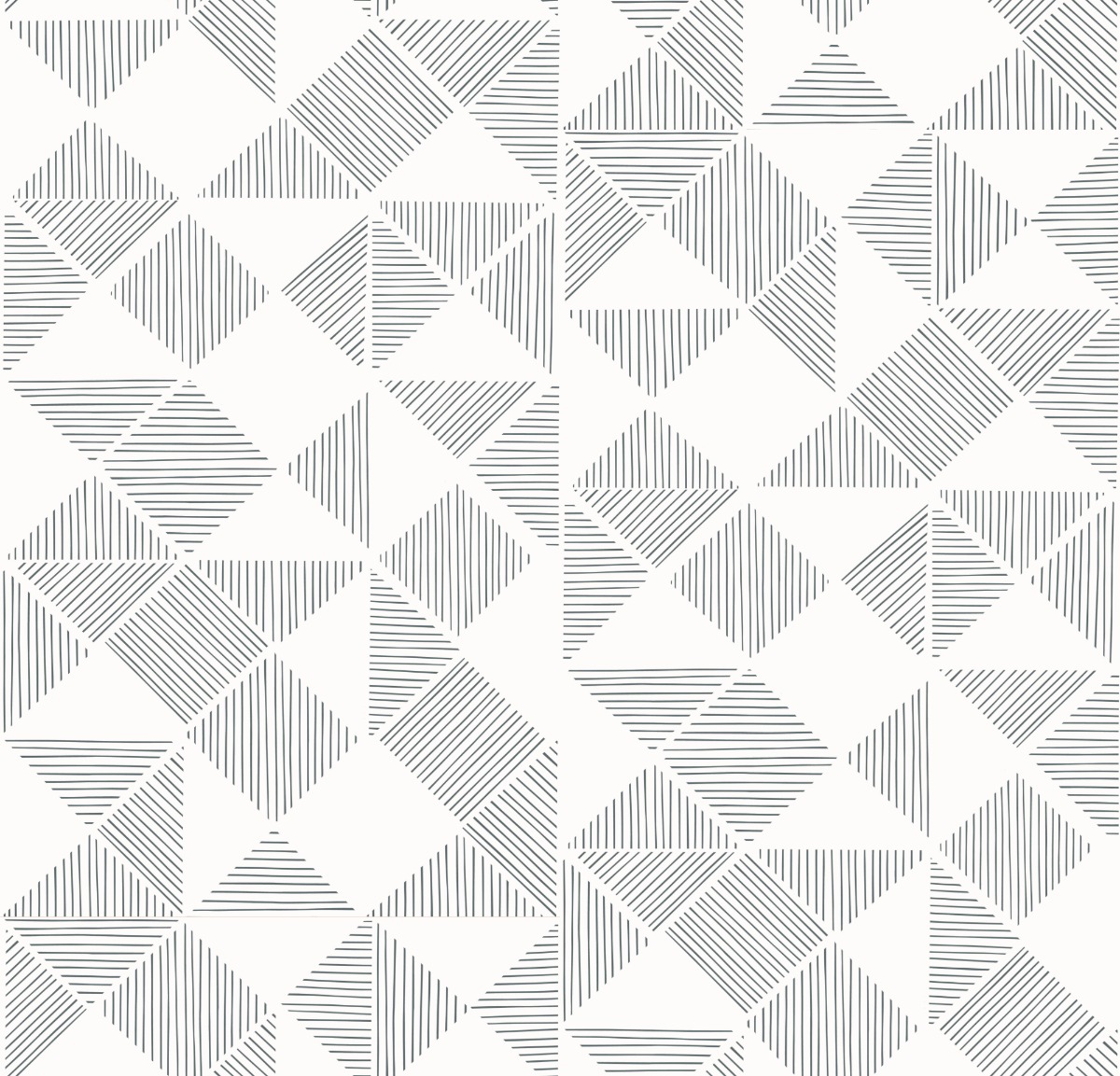 white wallpaper with black linear stripes forming geometric shapes in a seamless pattern