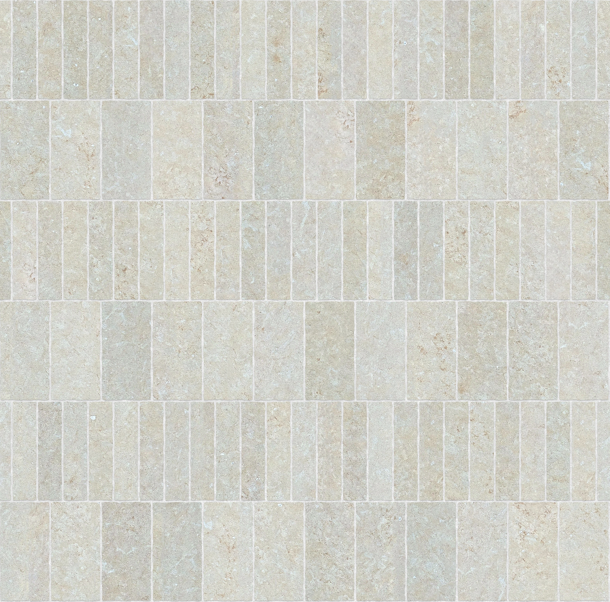 Beige reconstituted stone tiles arranged in a rectangular grid pattern with a natural matte finish for wall cladding