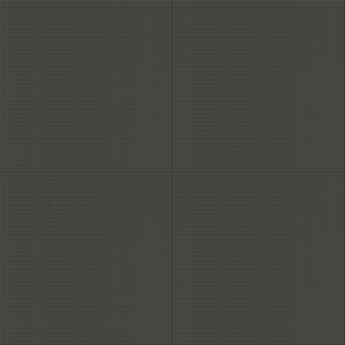 dark grey perforated metal panels arranged in a grid with visible seams