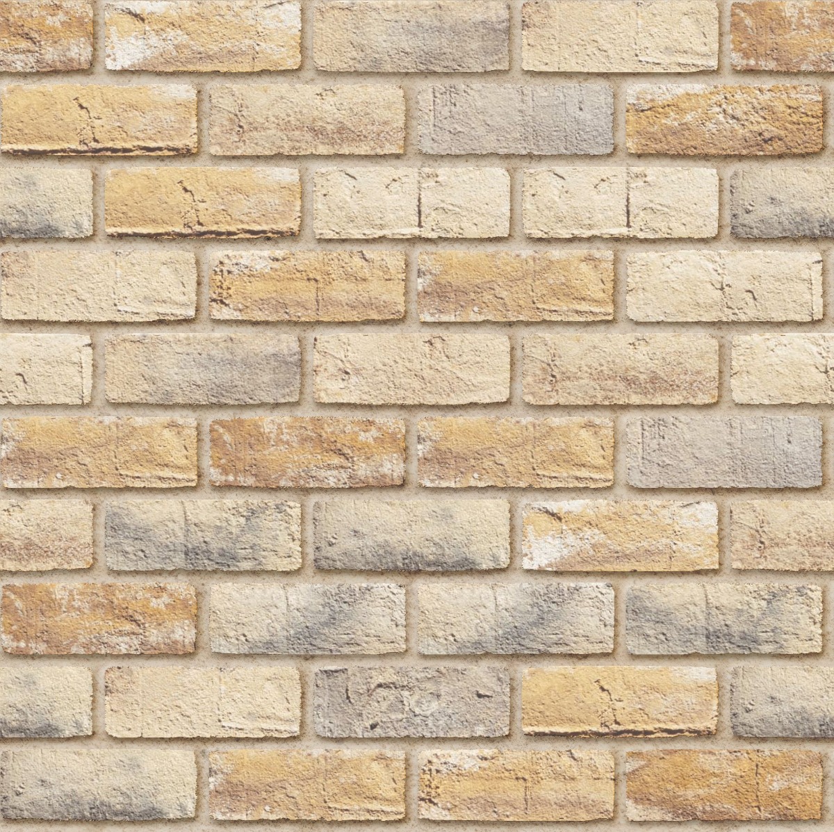 Seamless burnt honey colored clay brick wall with rough texture in running bond pattern