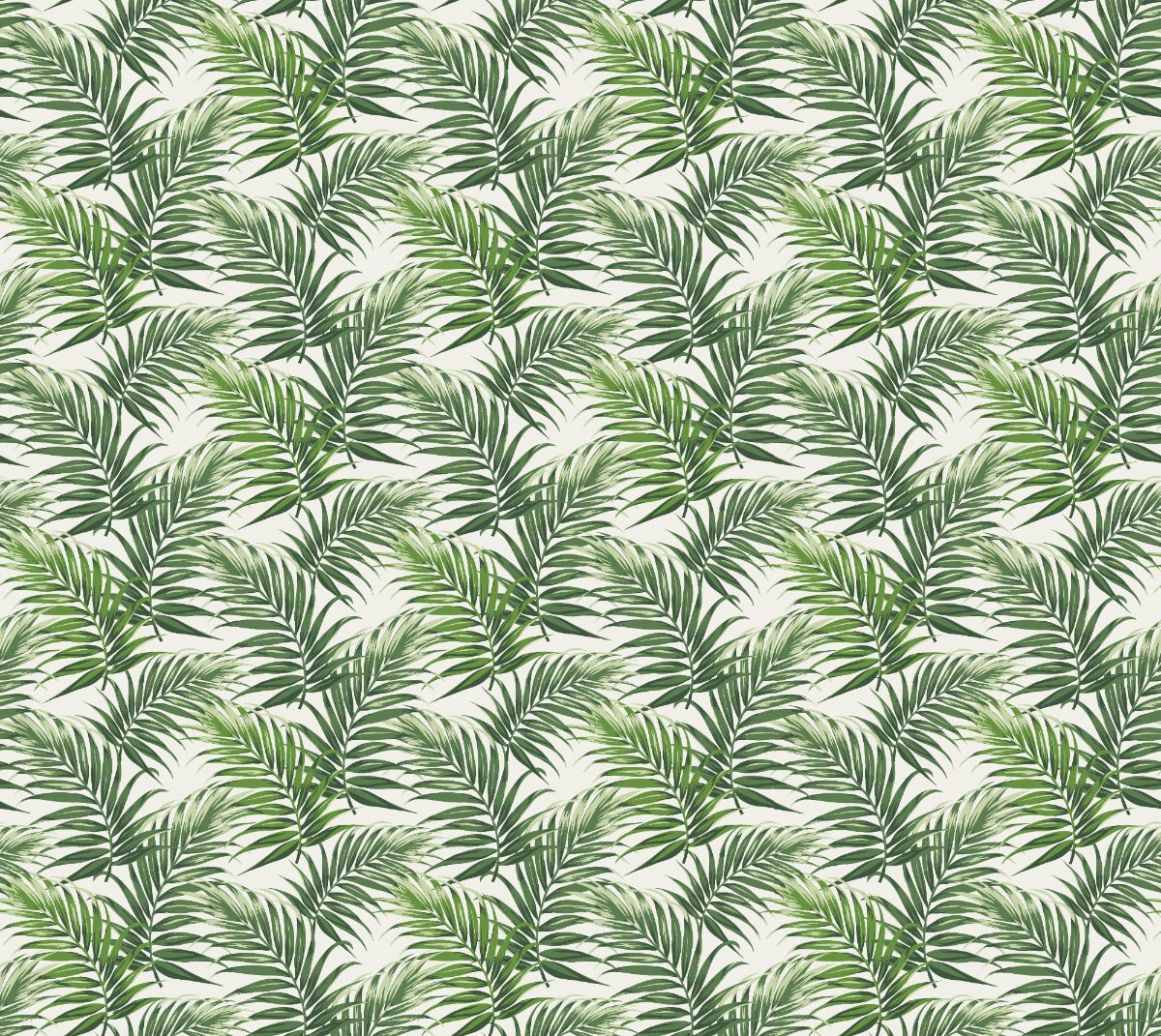 Tropical palm leaf wallpaper with green leaves on a light background, suitable for interior walls.
