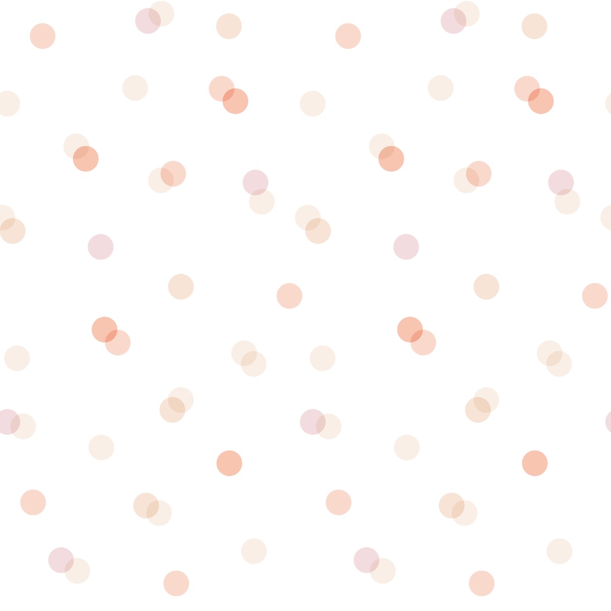 white wallpaper with scattered semi-transparent pastel dots in peach, pink and beige colors