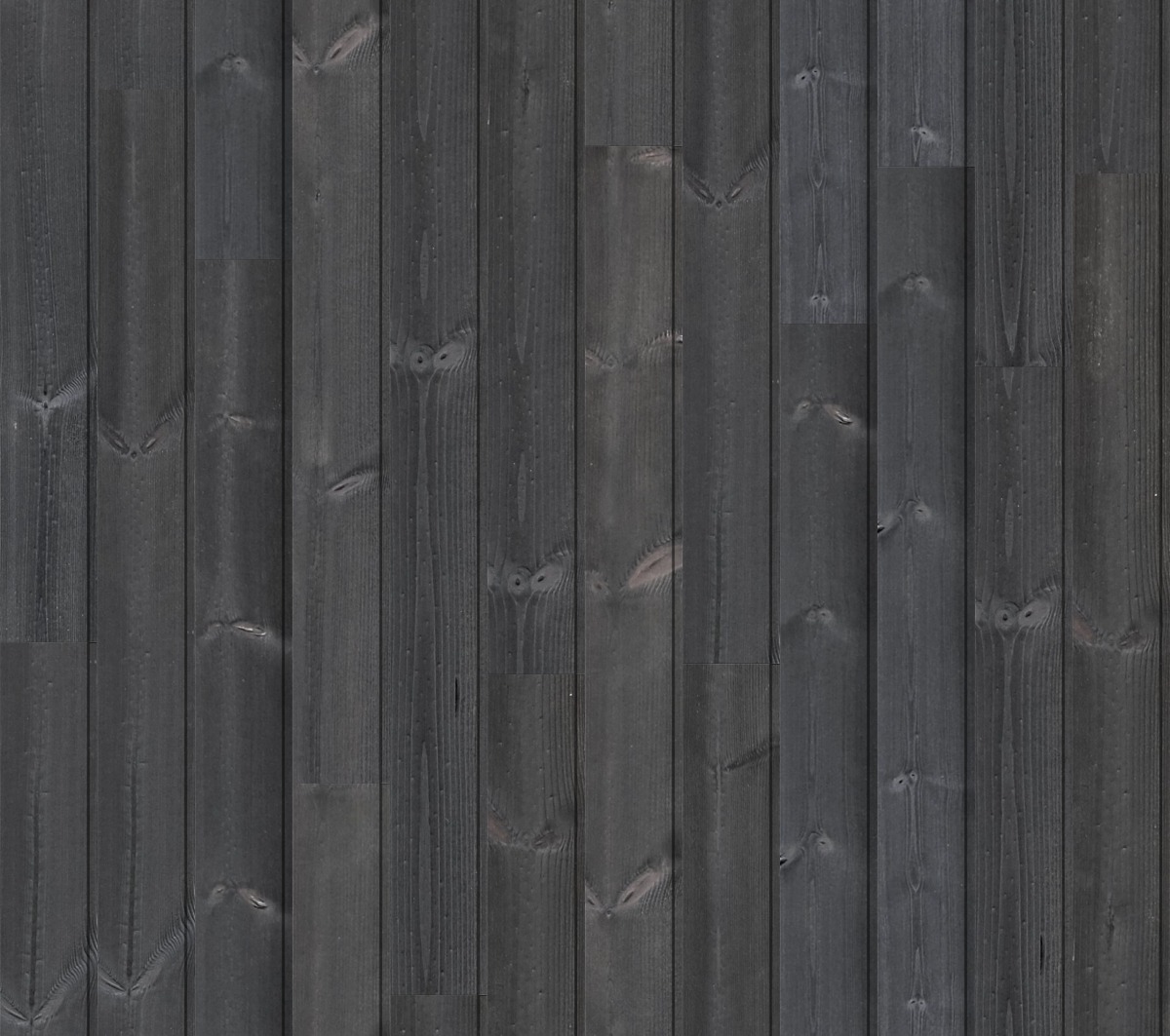 dark charred redwood wood planks with visible grain and knots in vertical arrangement for wall cladding