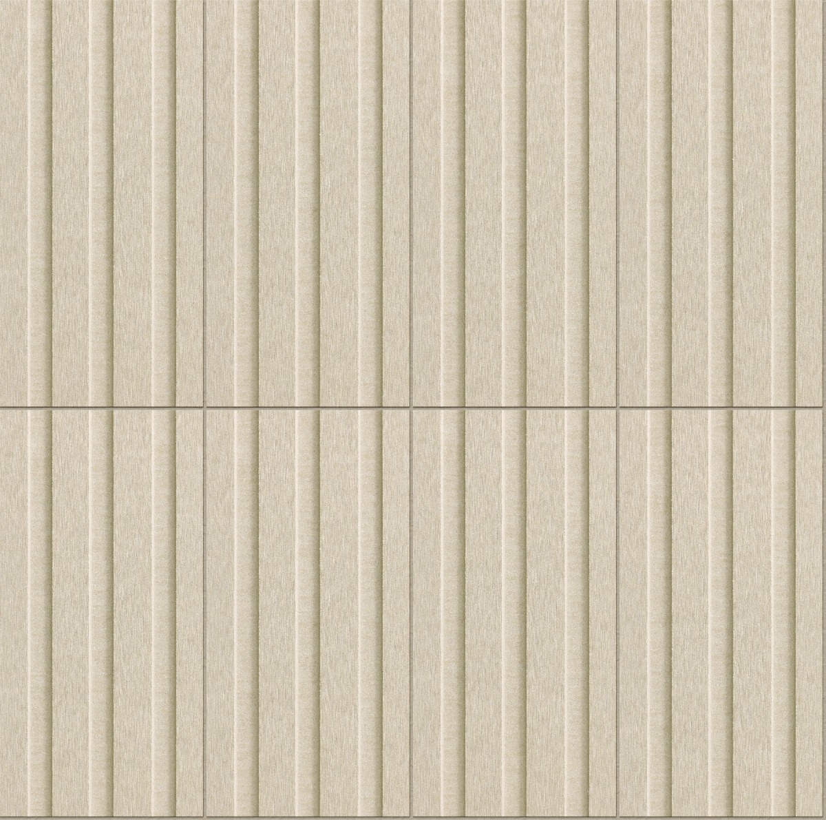 beige ceramic tile panels with vertical ribbed texture and matte finish arranged in a grid