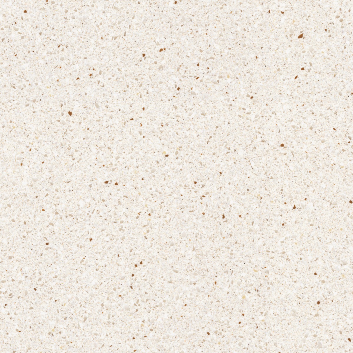 cream terrazzo stone surface with small beige and brown chips, polished finish for flooring or walls