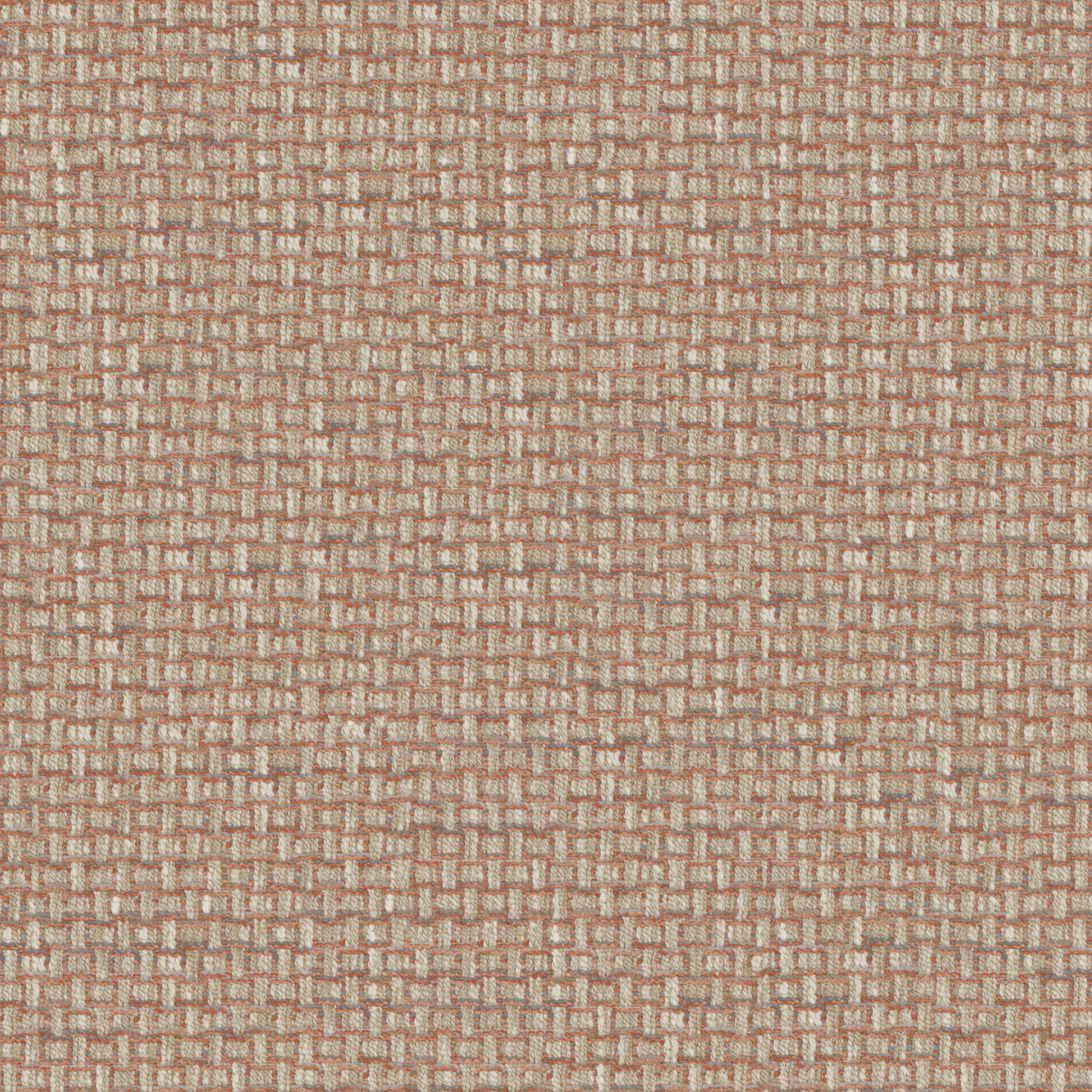 woven upholstery fabric with beige, orange, and gray threads in a geometric pattern