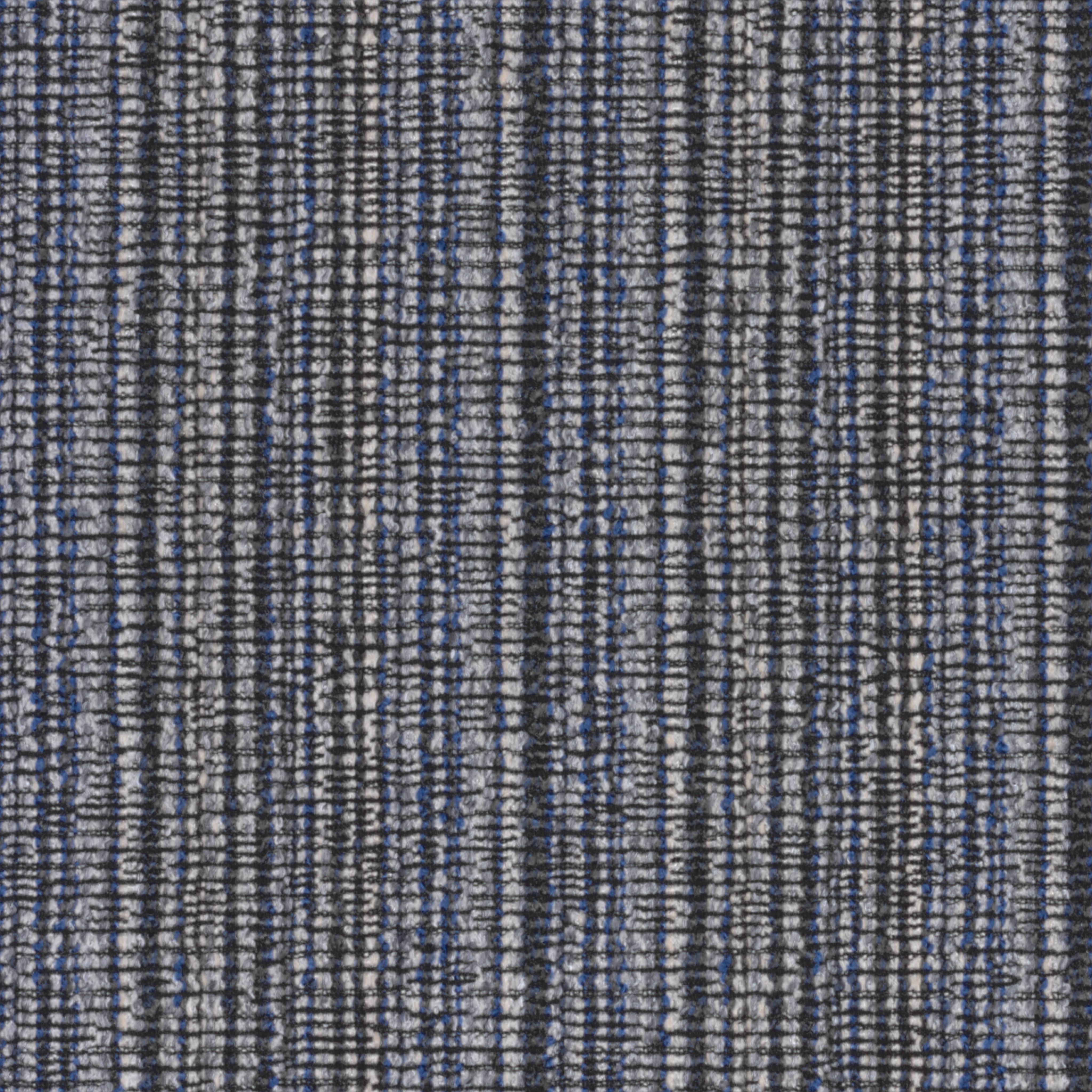 loop pile carpet with blue, grey and black linear pattern for flooring