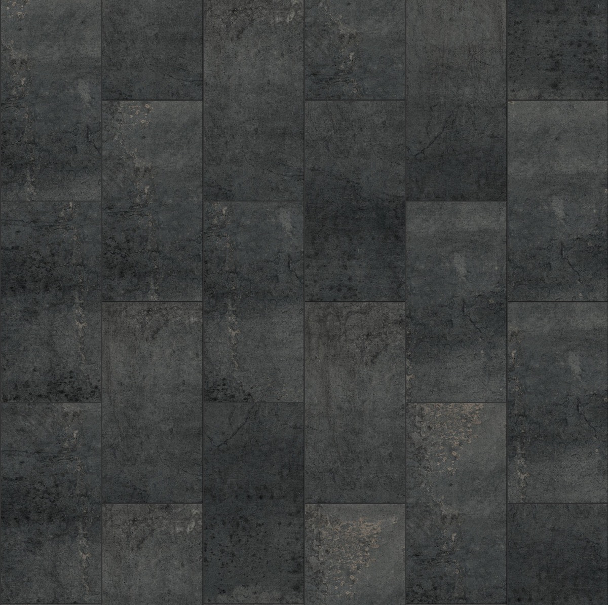dark grey concrete plates arranged in a staggered pattern with subtle texture and matte finish for flooring
