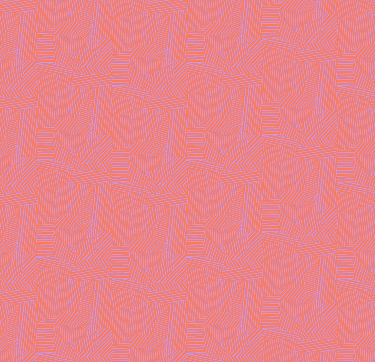 orange wallpaper with complex geometric pattern of thin parallel stripes in contrasting color