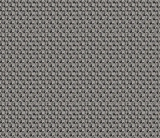 Seamless grey aluminium sheet with isosceles perforated holes in a repeating pattern, matte metallic surface