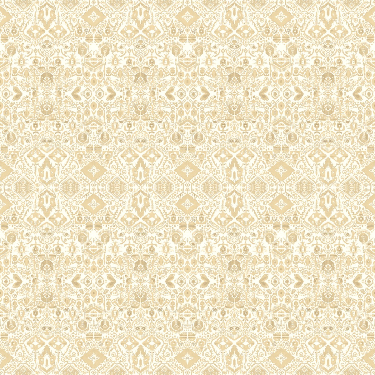 ornate beige and white symmetrical patterned wallpaper for elegant wall decoration