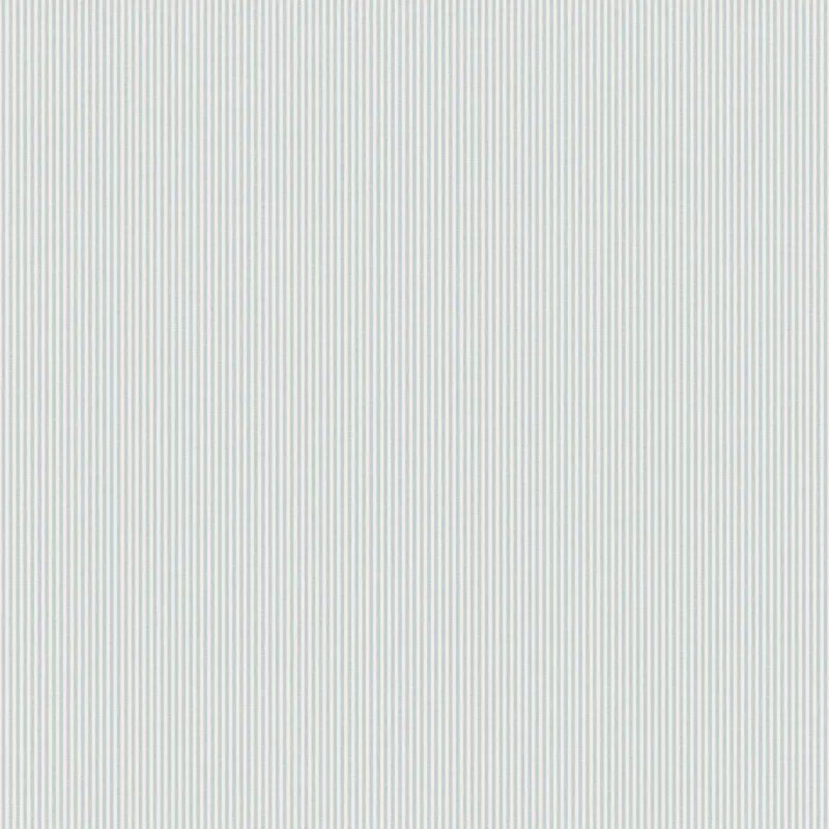 Vertical pinstripe wallpaper with thin misty blue stripes on a light grey background for wall decoration
