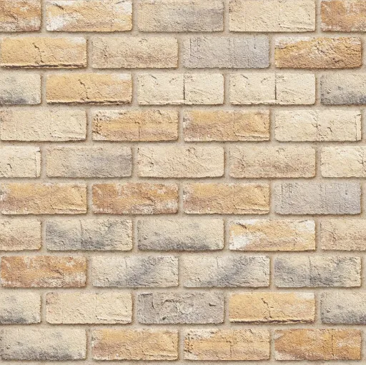 Seamless burnt honey colored clay brick wall with rough texture in running bond pattern