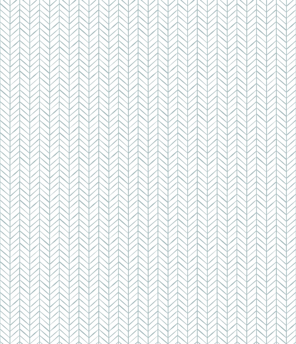 white wallpaper with fine inky blue herringbone line pattern in vertical orientation