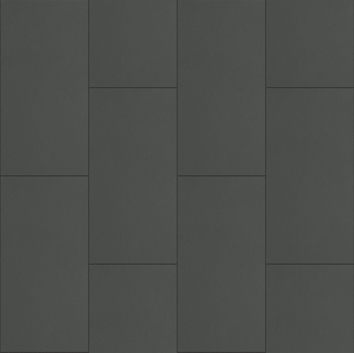 Seamless dark gray ceramic tiles with matte finish, suitable for flooring or wall surfaces in modern interiors.