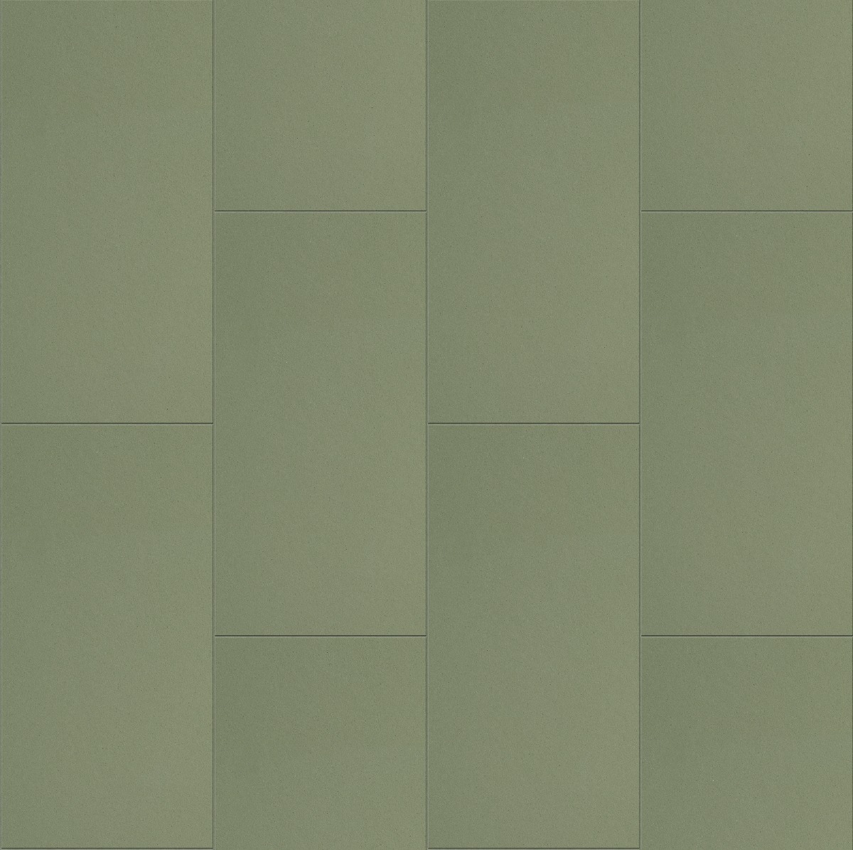green smooth concrete tiles arranged in a stretcher bond pattern with subtle matte texture