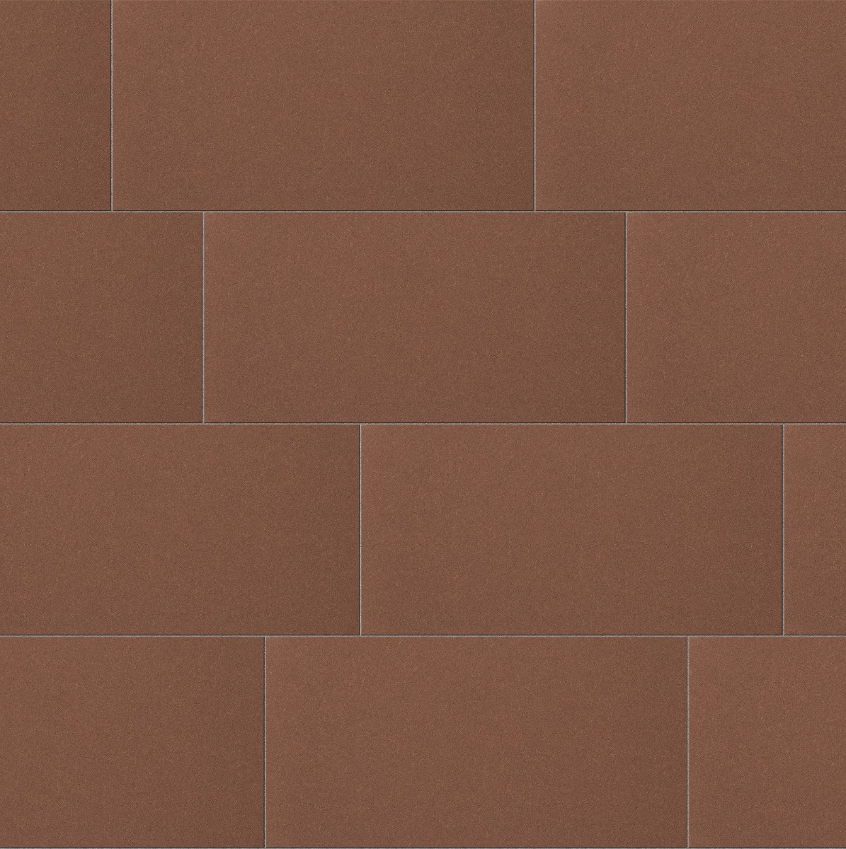 Reddish-brown clay brick paving with a smooth matte finish, arranged in a running bond pattern, suitable for outdoor flooring
