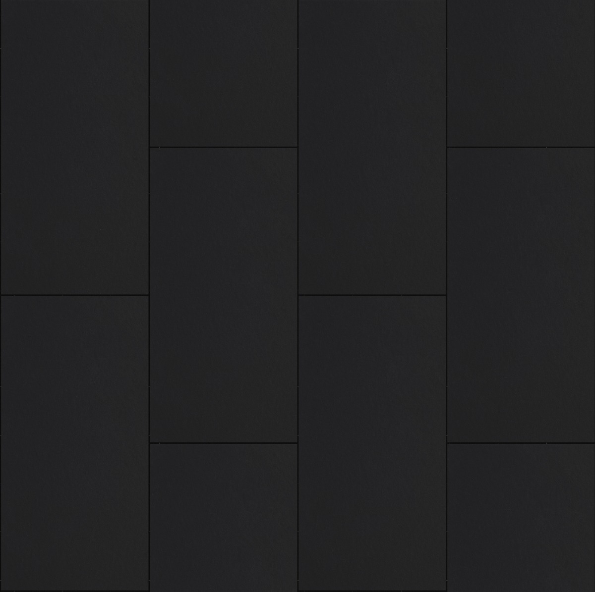Black matte ceramic subway tiles arranged in a grid pattern, suitable for flooring and wall surfaces.