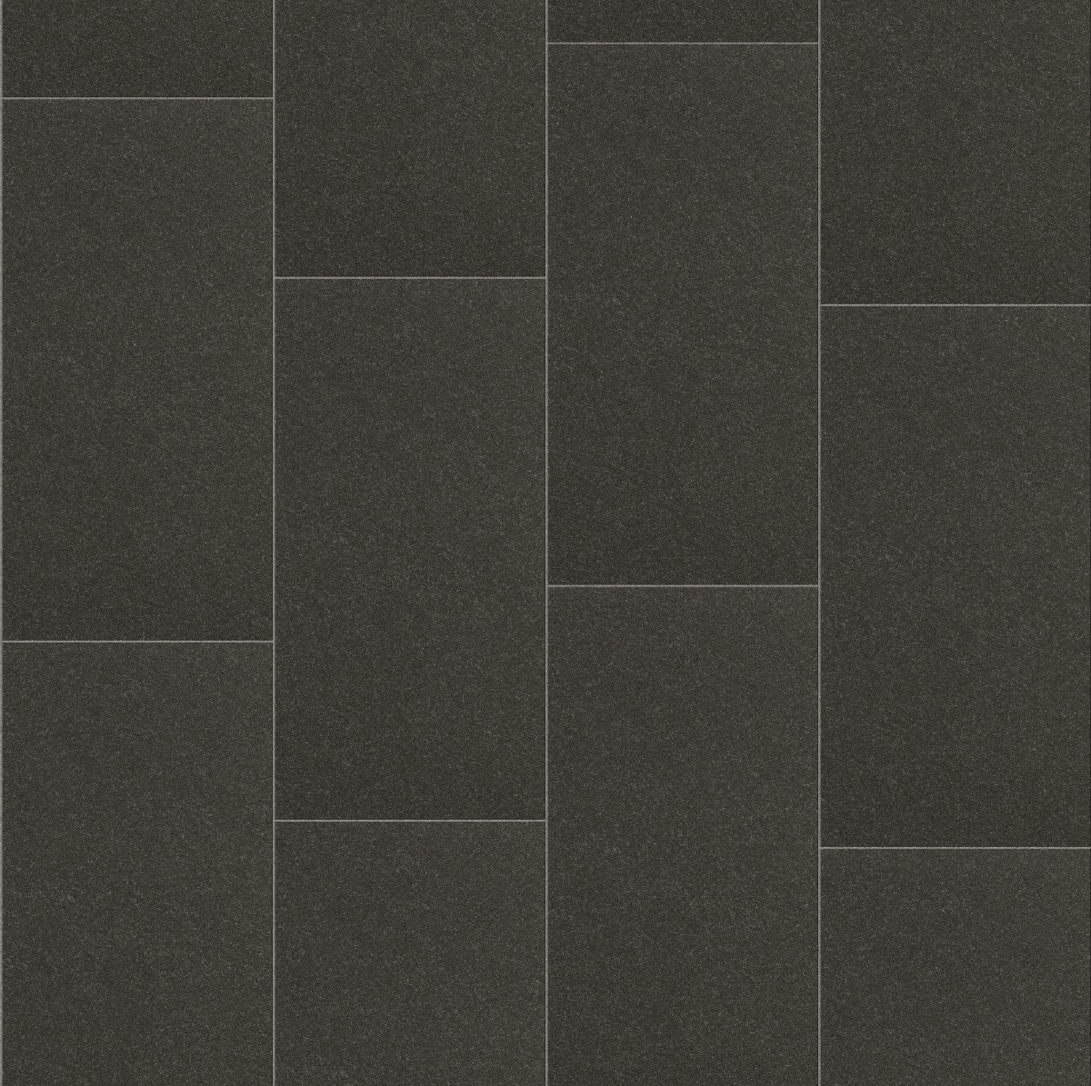 dark anthracite rectangular stone tiles with subtle speckled texture in staggered floor pattern