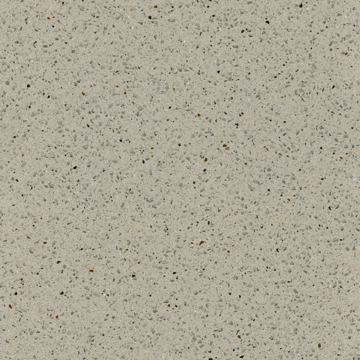 light grey terrazzo surface with small mixed stone chips in grey and brown, polished and dense pattern for flooring