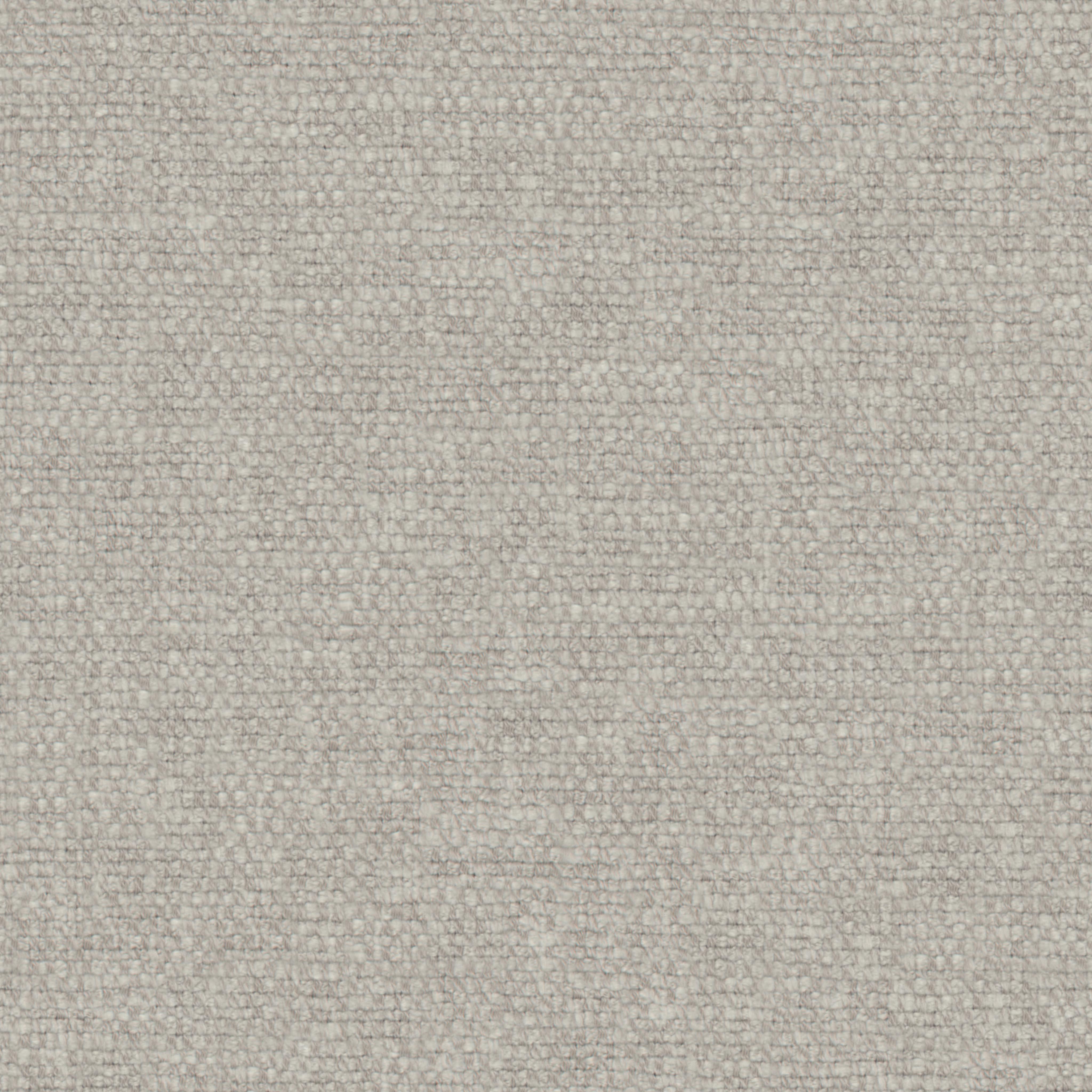 Close-up of light grey woven upholstery fabric with subtle looped texture and soft tactile surface
