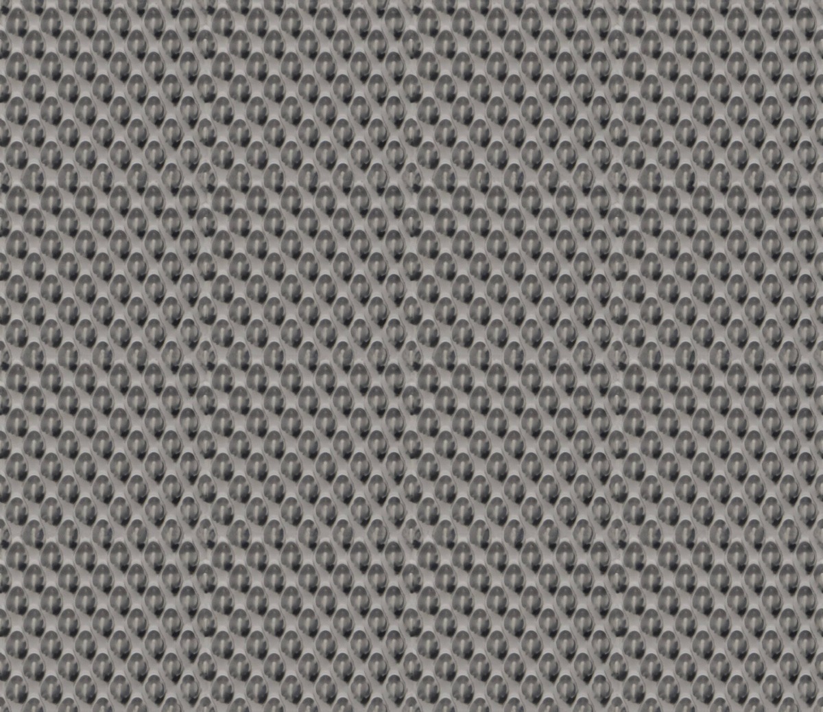 grey stainless steel rigidised metal sheet with diagonal raised oval bumps pattern