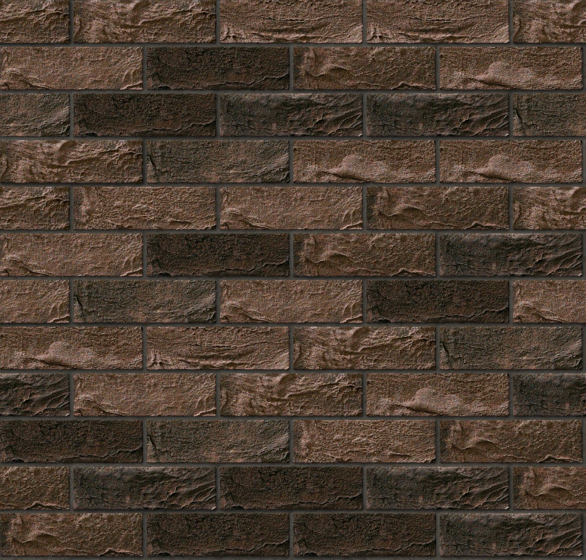 rough textured antique brown stretcher bond fired clay brick wall
