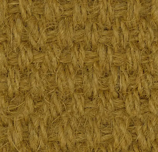 close-up of natural brown coir fiber woven in a rough basket weave pattern for upholstery