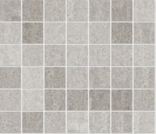 Light grey concrete tiles with a speckled surface arranged in a grid pattern, suitable for flooring or wall use.