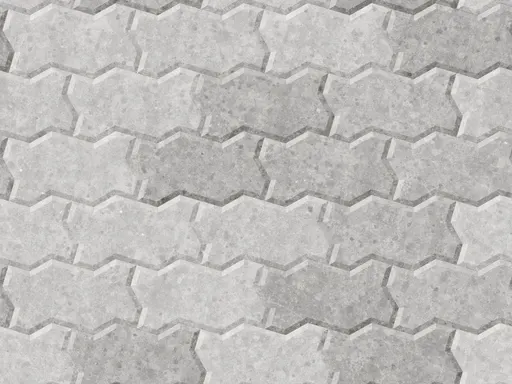 gray precast concrete pavers arranged in a zig-zag pattern with a rough, speckled surface for outdoor flooring