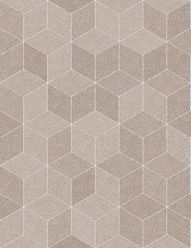 Beige textured hexagon ceramic tiles with white grout lines, suitable for flooring or wall decor.
