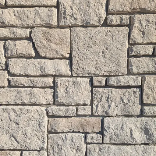 Rough textured limestone blocks in beige, arranged in a random pattern for wall cladding.