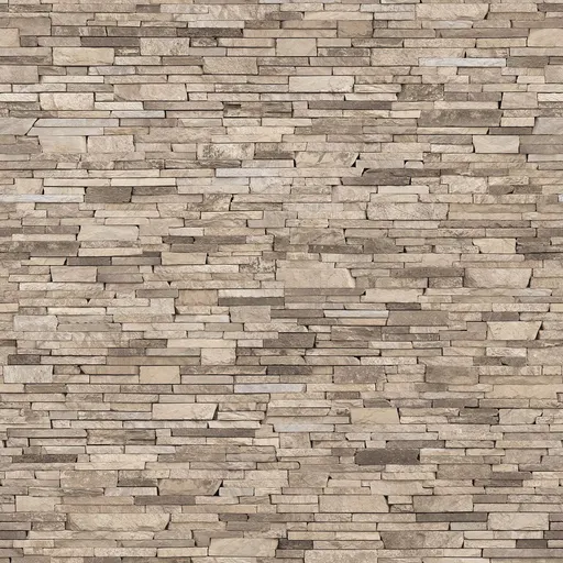 Natural limestone stone wall with irregular shapes and rough surface in beige and light brown shades, suitable for wall cladd