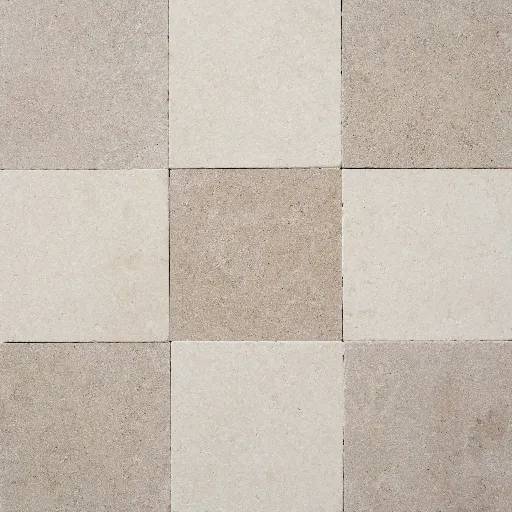 Seamless beige limestone tile pattern with subtle color variations, suitable for flooring and wall surfaces.