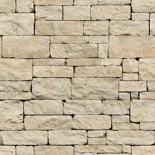 Seamless limestone stone wall with a natural, rough surface in a beige color, suitable for exterior or interior wall cladding