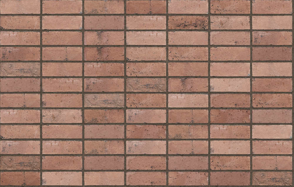 red clay brick wall with running bond pattern and dark mortar joints
