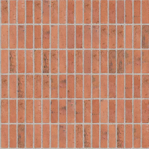 Rectangular red clay bricks with dark speckles, weathered look, arranged in a paving pattern for outdoor surfaces.