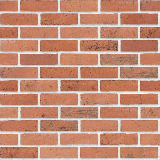 Seamless red clay brick wall texture with light mortar and natural weathering in running bond pattern