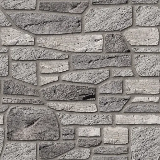 rough natural grey stone wall with irregular shapes and mortar joints for wall cladding