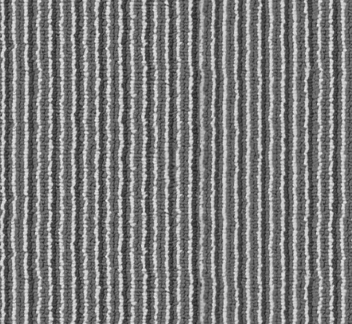 loop pile carpet with narrow vertical grey stripes in varying shades, dense and textured surface for flooring