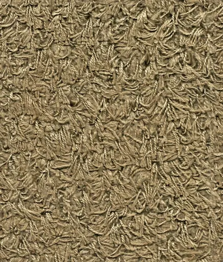 close-up of beige tassel carpet with twisted fiber knots and dense textured pattern for flooring