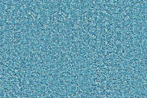 close-up of a blue textured carpet with dense plush pile and mixed blue and white fibers