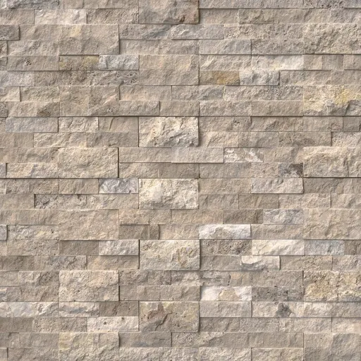 Seamless travertine stone wall with natural beige and cream tones, textured surface, suitable for interior and exterior walls