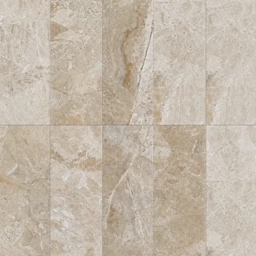 Cream-colored travertine stone tiles with organic veining and natural patterns, suitable for flooring and wall use.
