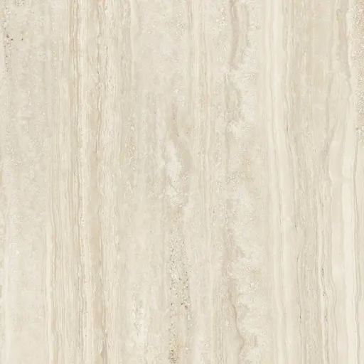 Seamless cream-colored travertine stone tile with natural vertical veins and subtle texture for flooring or walls