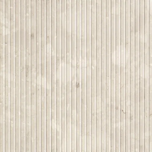 Cream-colored travertine stone tiles with vertical grooves, suitable for flooring or wall cladding, natural textured look.