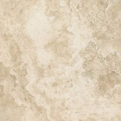 Seamless beige travertine stone tile texture with natural mottled pattern and polished surface