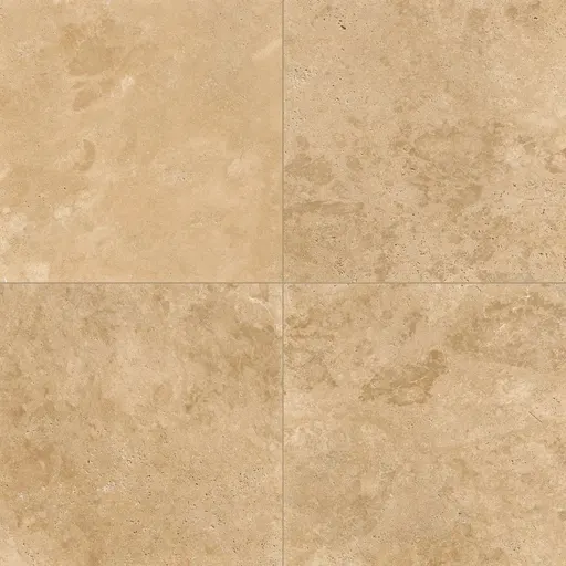 Seamless travertine stone texture in beige with natural pitted pattern, ideal for flooring or wall surfaces.