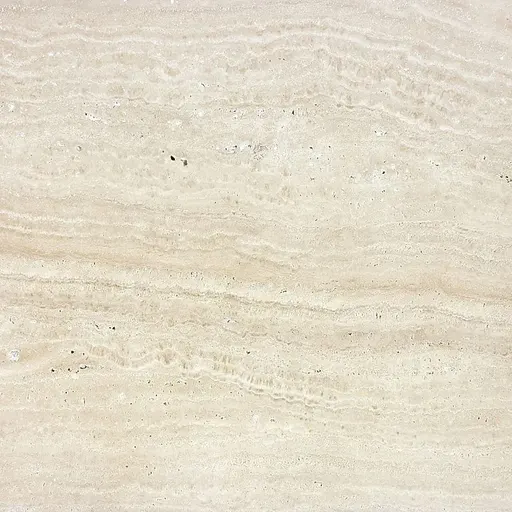 light beige travertine stone with natural horizontal veins and small pits, smooth matte surface for walls or floors